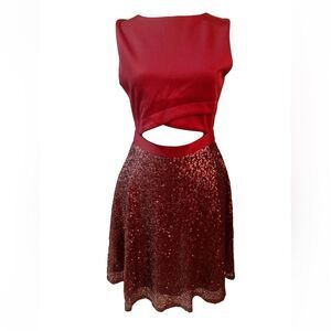 Asos Woman Dress cocktail Size 6 Sequin Skirt Cutout on Front Waist